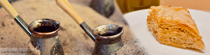 Sand coffee with Ajarian Baklava